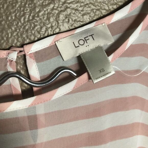 LOFT Pink & White Striped Sheer Blouse - Picture 4 of 4
